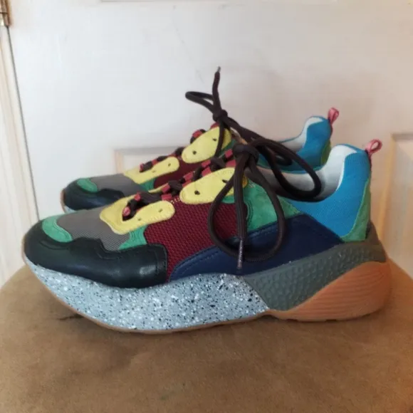 Anthropologie Lola Cruz Multicolor Pattern Suede/Techno Fabric 7.5