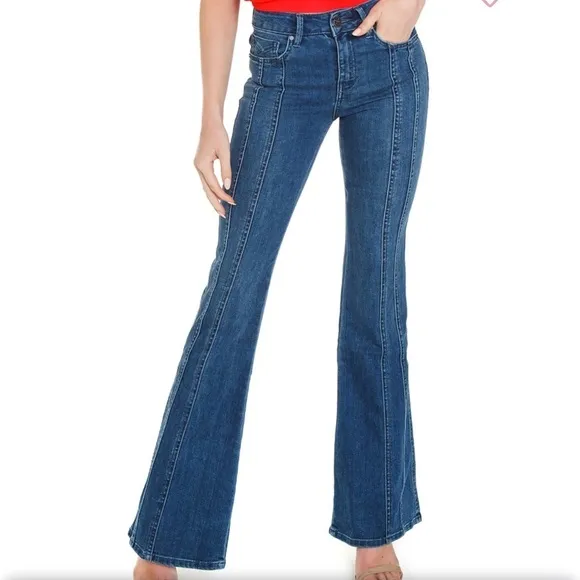 Anthropologie Unpublished Flare Bell Bottoms Blue Tall Jeans size 25 (26x33.5)