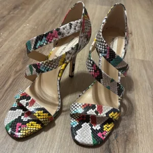 Antonio Melani High Heel Sandals Multi Color Snake Size 9 NEW IN BOX