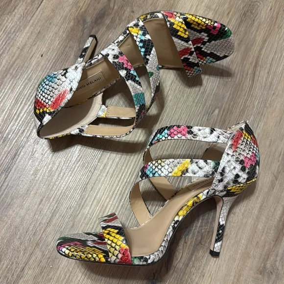Antonio Melani High Heel Sandals Multi Color Snake Size 9 NEW IN BOX