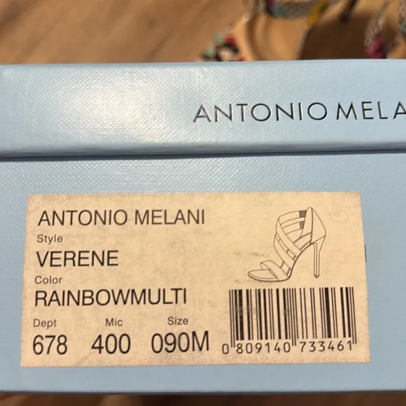 Antonio Melani High Heel Sandals Multi Color Snake Size 9 NEW IN BOX