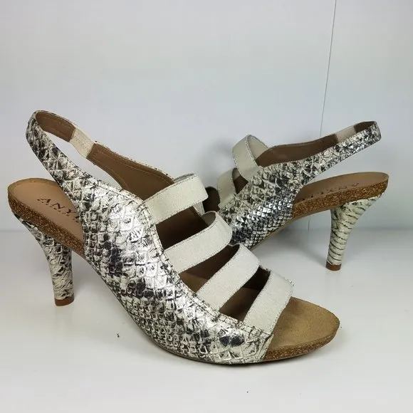 Anyi Lu Gray Bridget snake heel sandals
