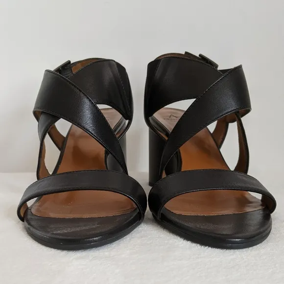 Aquatalia Sandals Nappa Leather Open Toe Slingback Strappy Wedge Black 10 NWOB