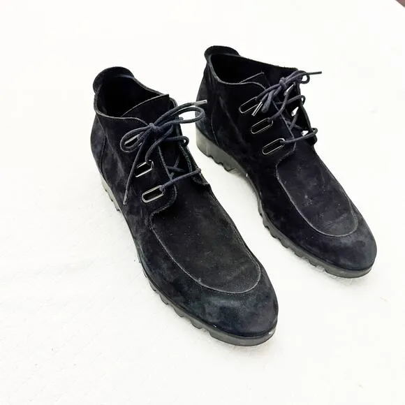 Arche Jimila Black Suede Comfort Sole Lace Up Ankle Boots Round Toe Size 41