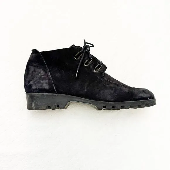 Arche Jimila Black Suede Comfort Sole Lace Up Ankle Boots Round Toe Size 41