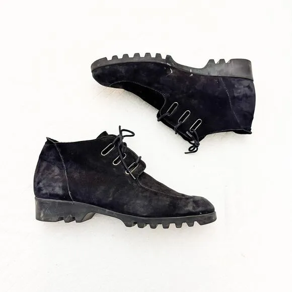 Arche Jimila Black Suede Comfort Sole Lace Up Ankle Boots Round Toe Size 41