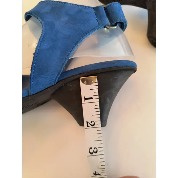 Arche Leather Wedge Peep Toe Sandals Women's Size 41 / US 9.5 Blue Suede