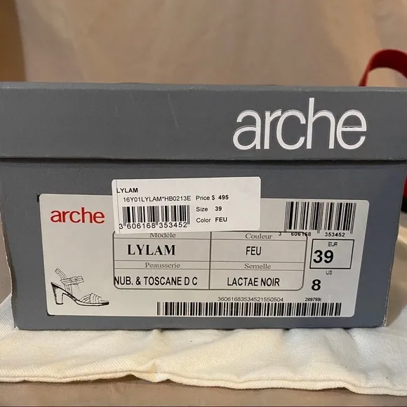 Arche Lylam Size 8 Red Heel Sandals