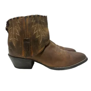 Ariat Brown Leather Factory Custom Folded Shaft Concho Whipstitch Western Boots