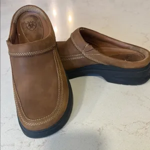 Ariat Brown Leather Slip-On Loafers Moccasin Style