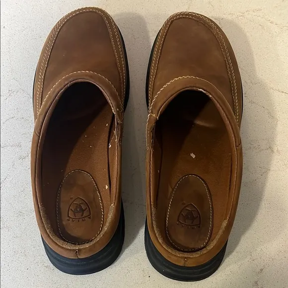 Ariat Brown Leather Slip-On Loafers Moccasin Style