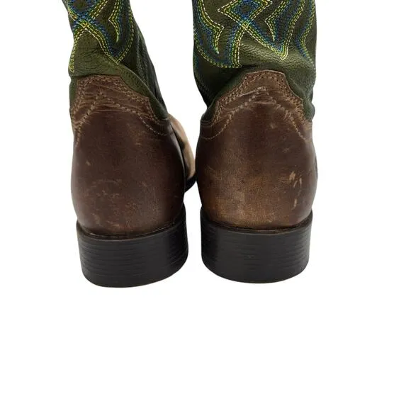 Ariat Pace Setter Leather Western Boots Baked Cookie Green Kid's Size 5.5