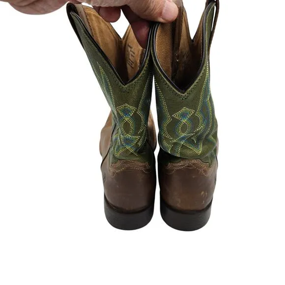 Ariat Pace Setter Leather Western Boots Baked Cookie Green Kid's Size 5.5