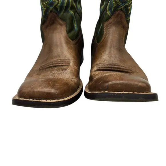 Ariat Pace Setter Leather Western Boots Baked Cookie Green Kid's Size 5.5