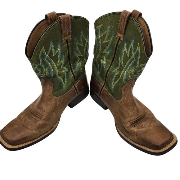 Ariat Pace Setter Leather Western Boots Baked Cookie Green Kid's Size 5.5