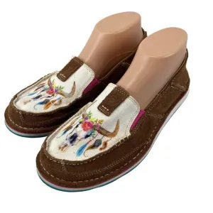 Ariat Womens 9.5B Cruiser Slip On Suede Shoes Loafers Feather Steer