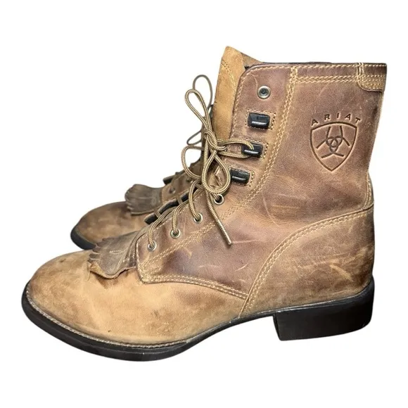 Ariat women’s Tan Leather heritage lacer round toe boots size 7.5C