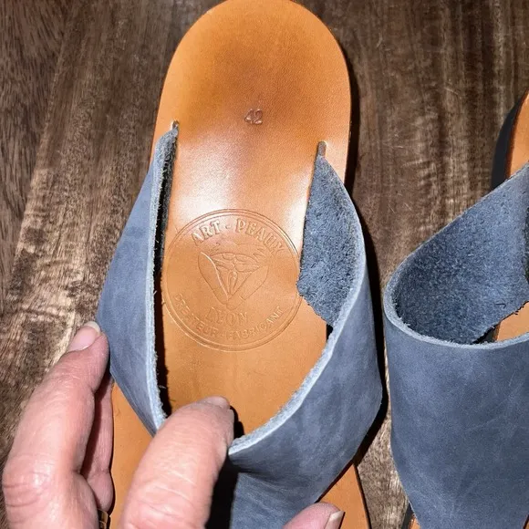 Art Peaux Lyon Handmade Tonunga Blue Leather Sandals w/Vibram Soles-42/11.5