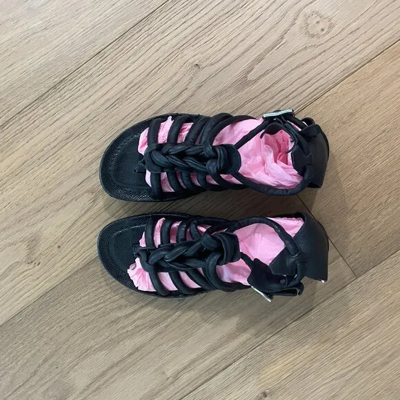 A.S. 98 Black braided leather cage sandal