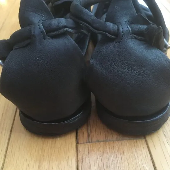 A.S. 98 Black braided leather cage sandal