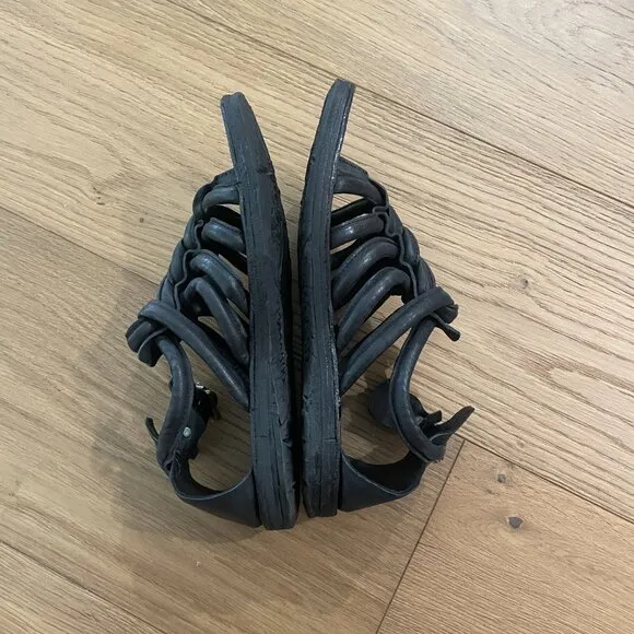 A.S. 98 Black braided leather cage sandal