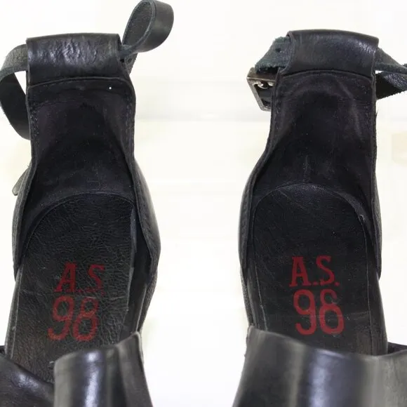 A.S.98 Peep Toe Heeled Leather Sandals Womens (EU 38/US 7.5)