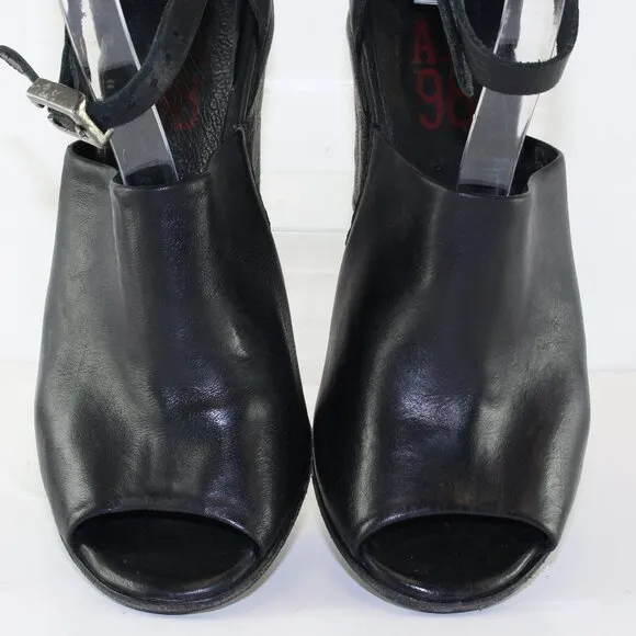 A.S.98 Peep Toe Heeled Leather Sandals Womens (EU 38/US 7.5)