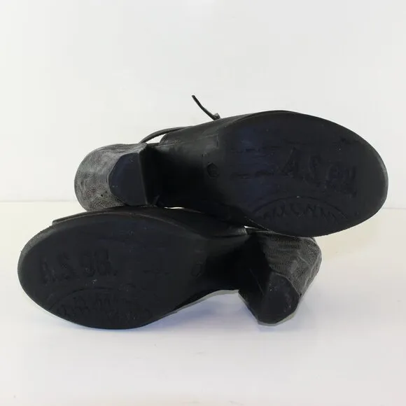 A.S.98 Peep Toe Heeled Leather Sandals Womens (EU 38/US 7.5)