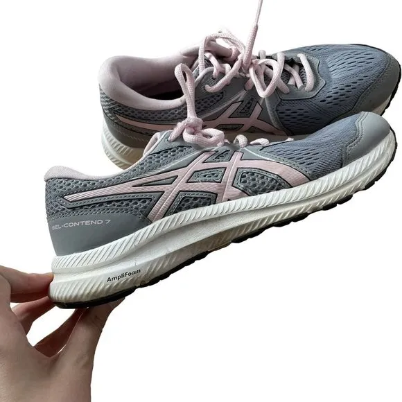 Asics everyday comfort amplifoam design gray pink size 8 sneakers running shoes