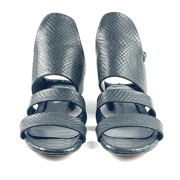 ASKA Black Flat Leather Sandals Size 36