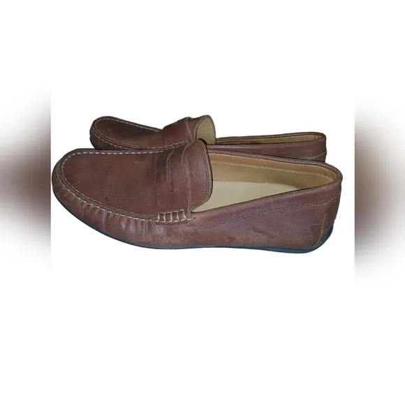 Austen Heller Slip On Driving Loafers Brown Leather MENS Size 10.5