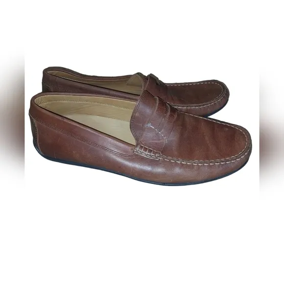 Austen Heller Slip On Driving Loafers Brown Leather MENS Size 10.5