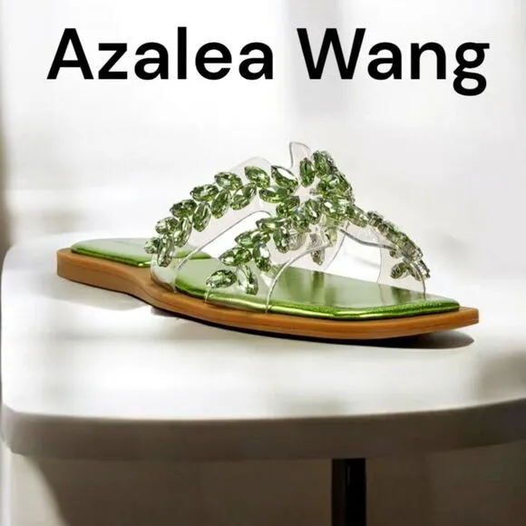 Azalea WangFalken Vinyl Rhinestone Sandals Size 8 NEW without Box