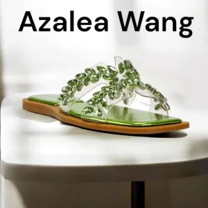 Azalea WangFalken Vinyl Rhinestone Sandals Size 8 NEW without Box