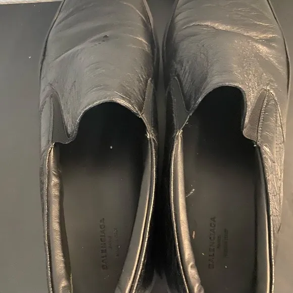 Balenciaga Black Leather Slip-On Shoes Men’s Size 13 Authentic