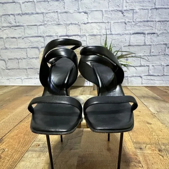 Bally black square toe wedge sandals 7.5