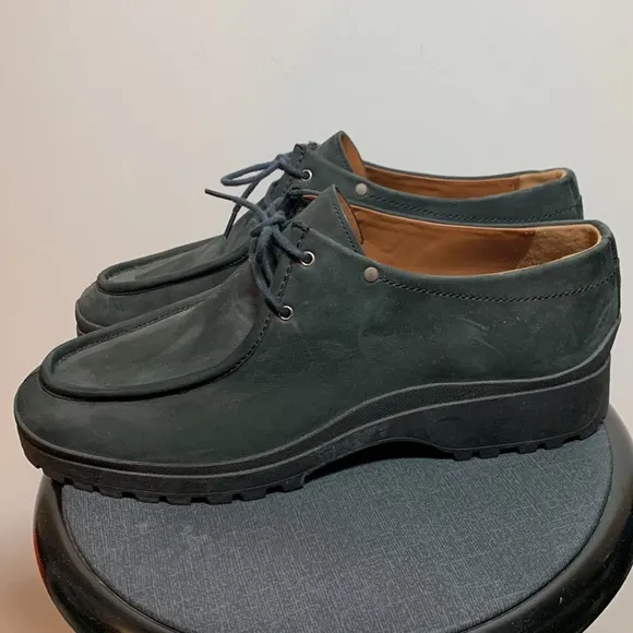 Bally Mens Suede Green/Gray Lug Sole Shoes