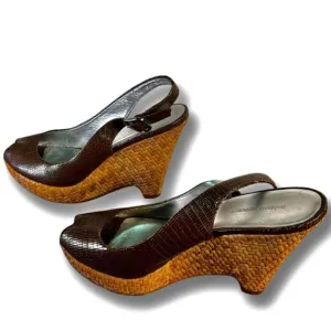 Banana Republic - Brown Reptile Leather - Sling Back Sandals.