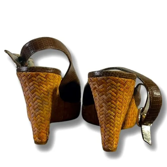 Banana Republic - Brown Reptile Leather - Sling Back Sandals.