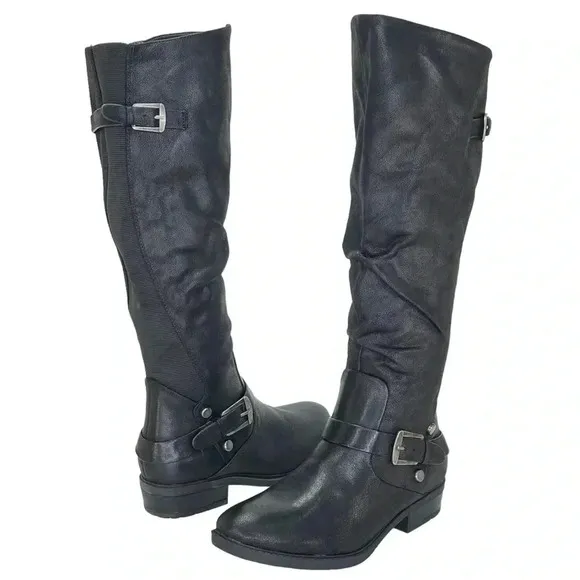 Baretraps Yanessa Black Fabric Knee High Womens Boots Size 5.5M