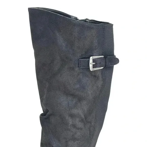 Baretraps Yanessa Black Fabric Knee High Womens Boots Size 5.5M