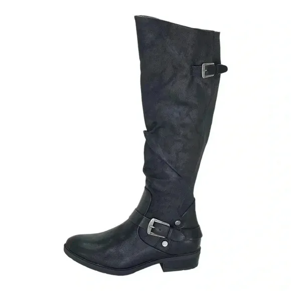 Baretraps Yanessa Black Fabric Knee High Womens Boots Size 5.5M
