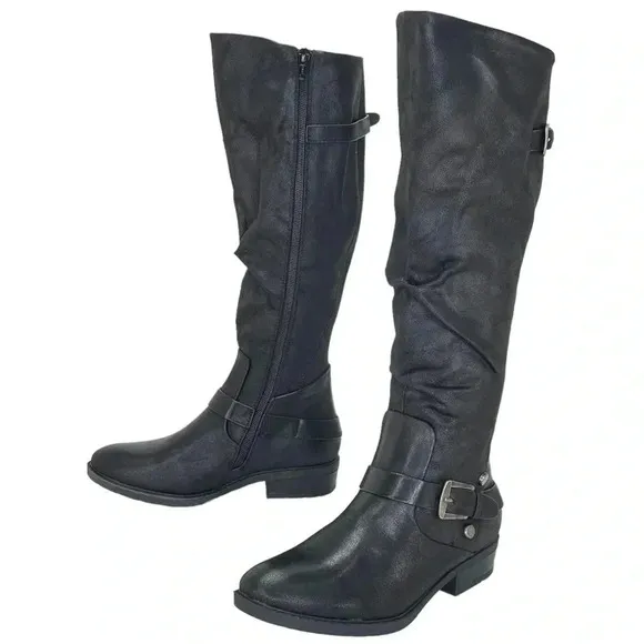 Baretraps Yanessa Black Fabric Knee High Womens Boots Size 5.5M