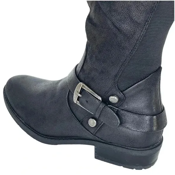 Baretraps Yanessa Black Fabric Knee High Womens Boots Size 5.5M