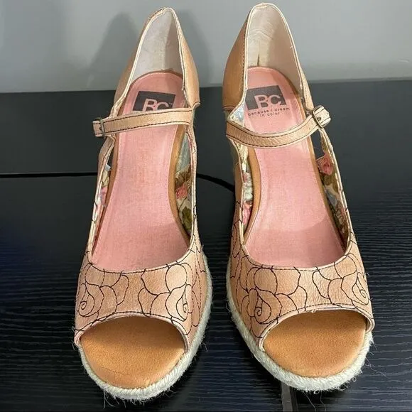 BC because I dream in color Embroidered Floral Espadrille Wedge Sandal, 9.5