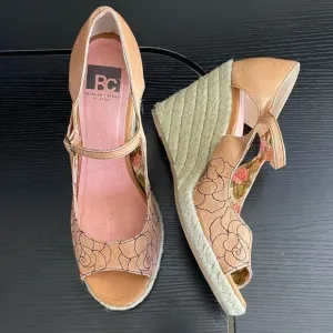 BC because I dream in color Embroidered Floral Espadrille Wedge Sandal, 9.5