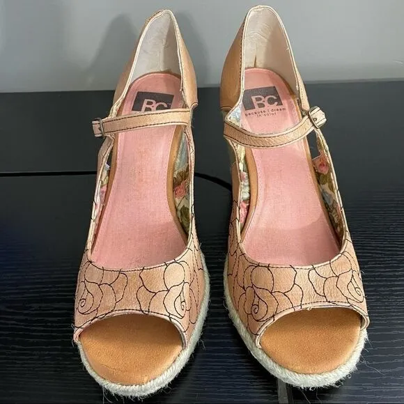 BC because I dream in color Embroidered Floral Espadrille Wedge Sandal, 9.5