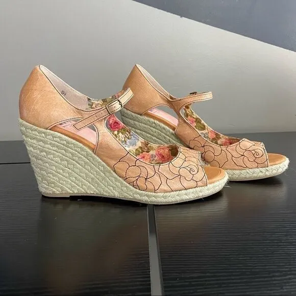 BC because I dream in color Embroidered Floral Espadrille Wedge Sandal, 9.5