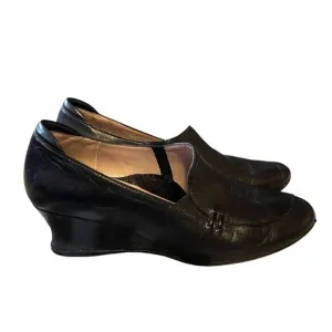 BeautiFeel Israel 6.5 Leather Wedge Heels COMFORT Ortho Slip On Shoes Black 37