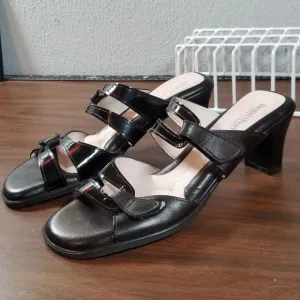 Beautifeel Begonia Black‎ Smooth Patent Leather Sandals Velcro Adjustable 42 11½